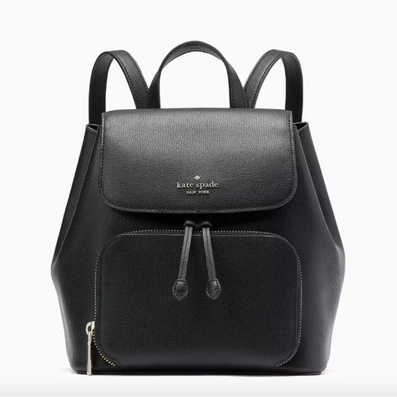 kate spade Medium Black Pebbled Leather Backpack.  EUC - Picture 2 of 4